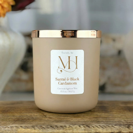 Santal & Black Cardamom Luxury Candle | Premium Fragrance | 13.5oz Double-Wick
