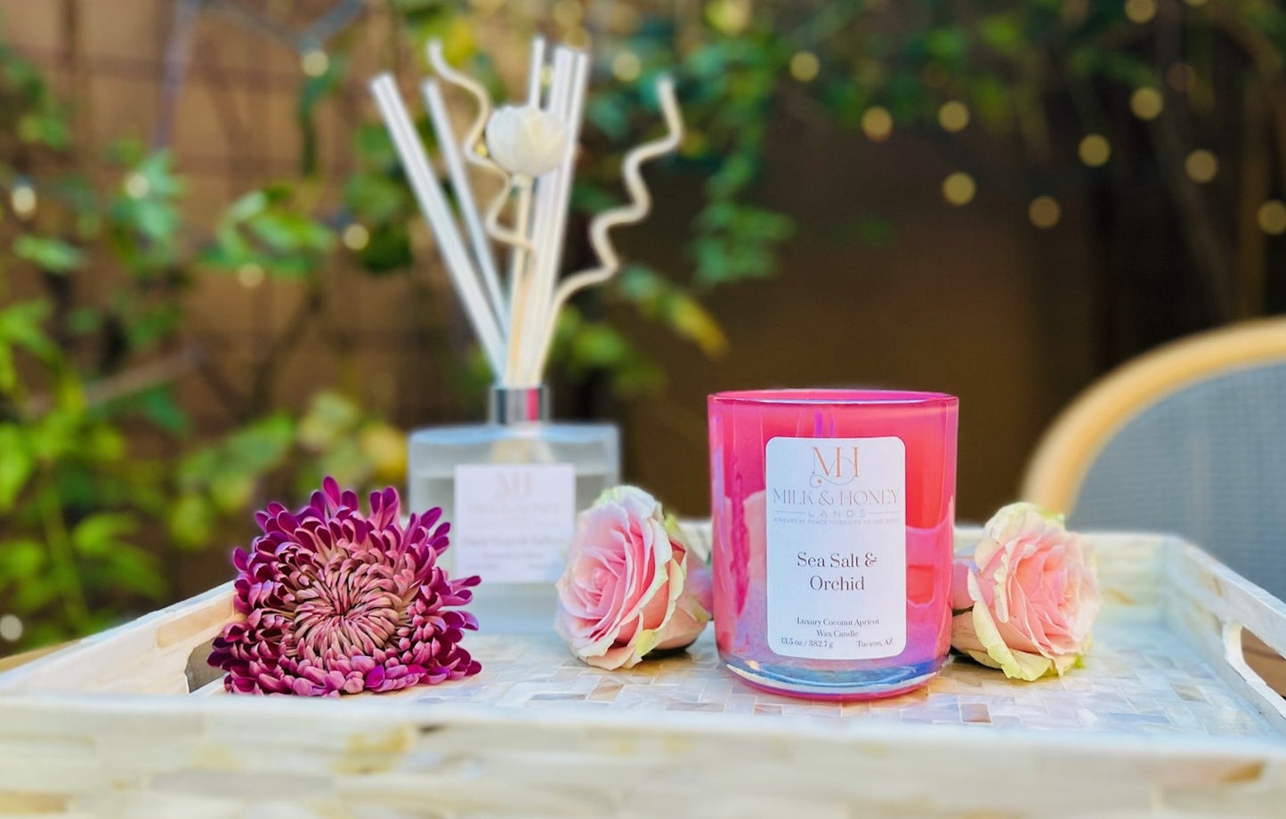 Sea Salt Orchid Wood-Wick Candle 13.5oz | Spa Aromatherapy