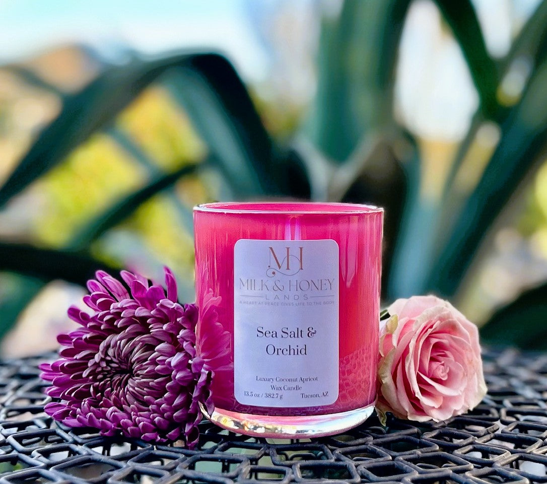 Sea Salt Orchid Wood-Wick Candle 13.5oz | Spa Aromatherapy