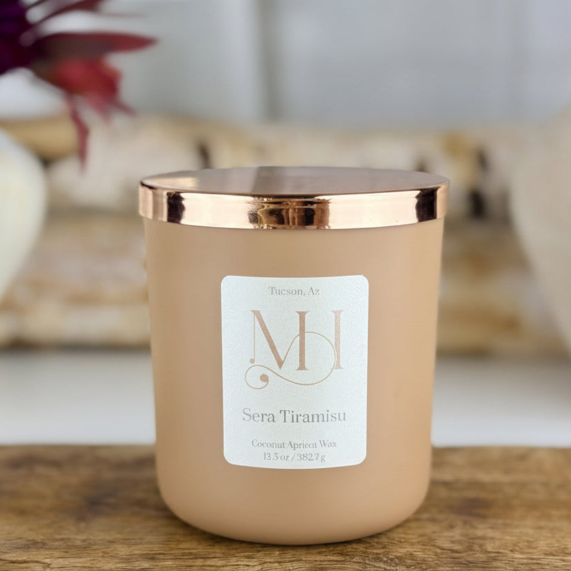 Sera Tiramisu Luxury Candle | Matte Mocha Vessel | 13.5oz Double-Wick