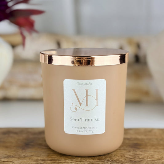 Sera Tiramisu Luxury Candle | Matte Mocha Vessel | 13.5oz Double-Wick