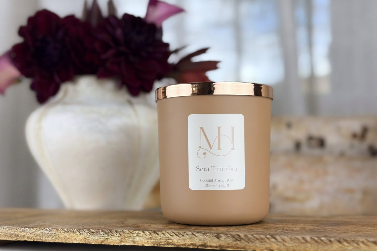 Sera Tiramisu Luxury Candle | Matte Mocha Vessel | 13.5oz Double-Wick