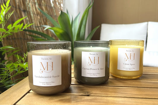 The Sonoran Spa Bundle | Citrus Agave, Sandalwood & Suede, Cactus Flower & Aloe | 3-Candle Set | Coconut Apricot Wax