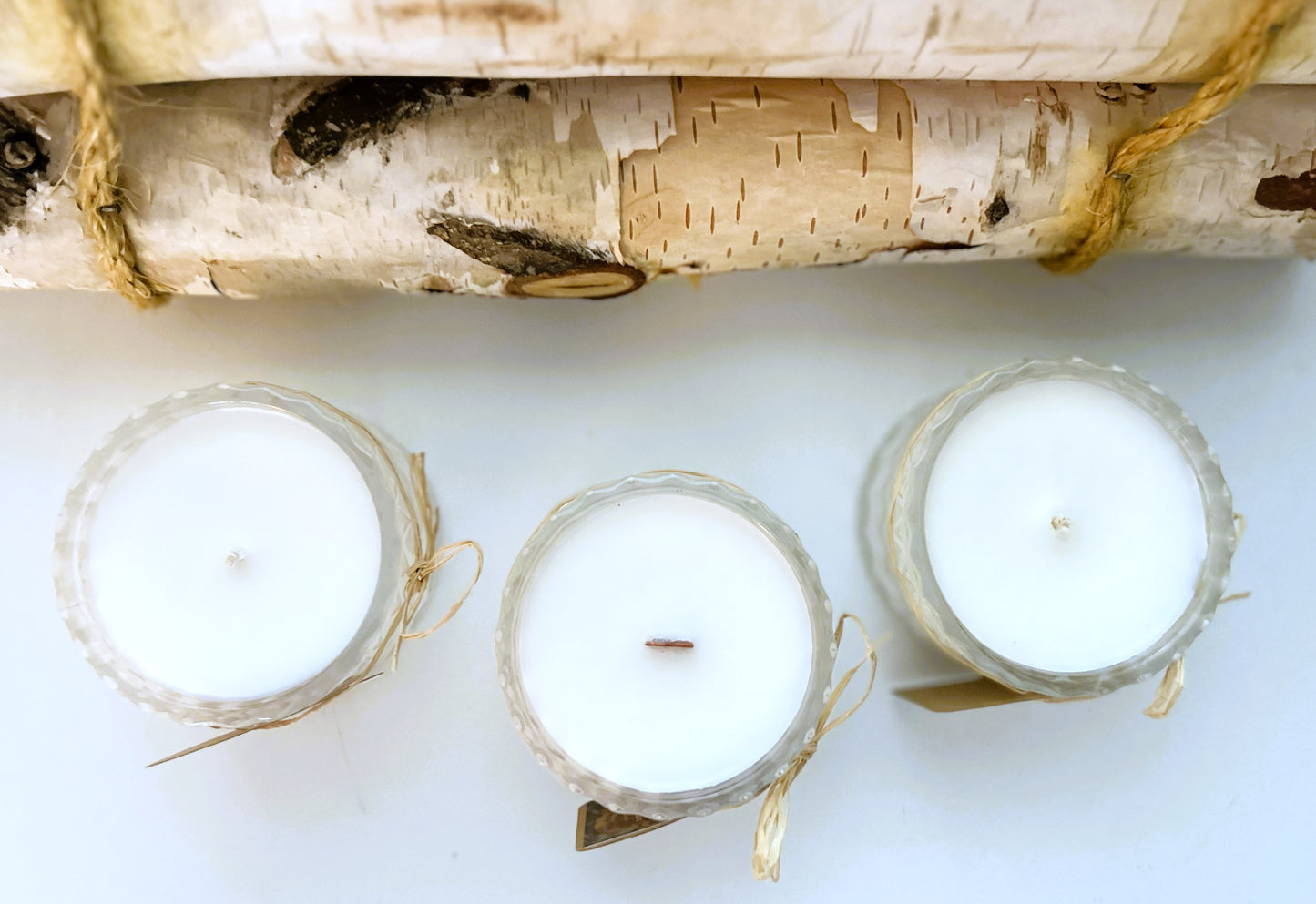 White Birch in Crystal-like Glass Vessel